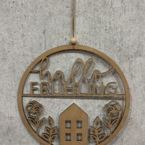 Hallo Frühling Holzdeko – Gelaserter Türkranz aus Holz